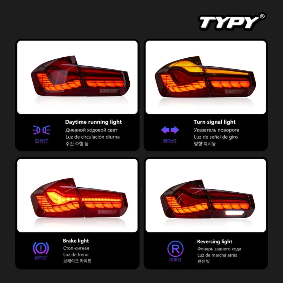 TYPY LED Tail Lights for BMW 3 Series F30 (2013–2018) | Red Lens Rear Light Assembly