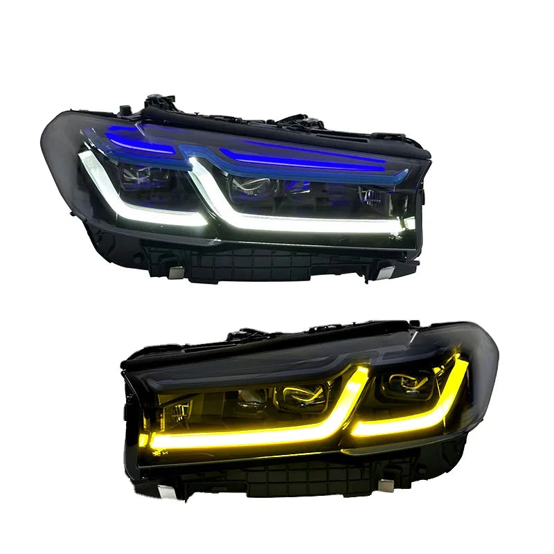 For BMW 5 Series G30 F90 2018-2022 Upgraded M5 Style LED Headlamp Yellow White DRL Switch Light with Double-Color Laser New 12V