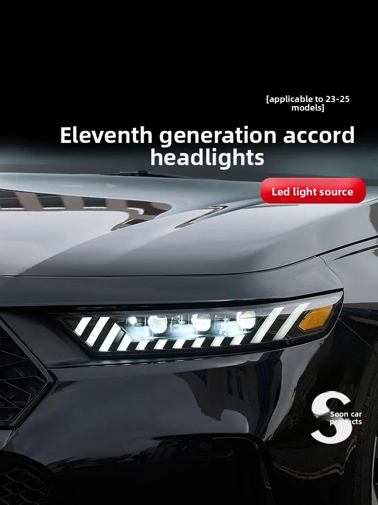 LED Headlights for Honda Accord Inspire 11th Gen 2023-2025 – Audi RS7 Style Bi-LED Headlamp with Dynamic Streamer Lights
