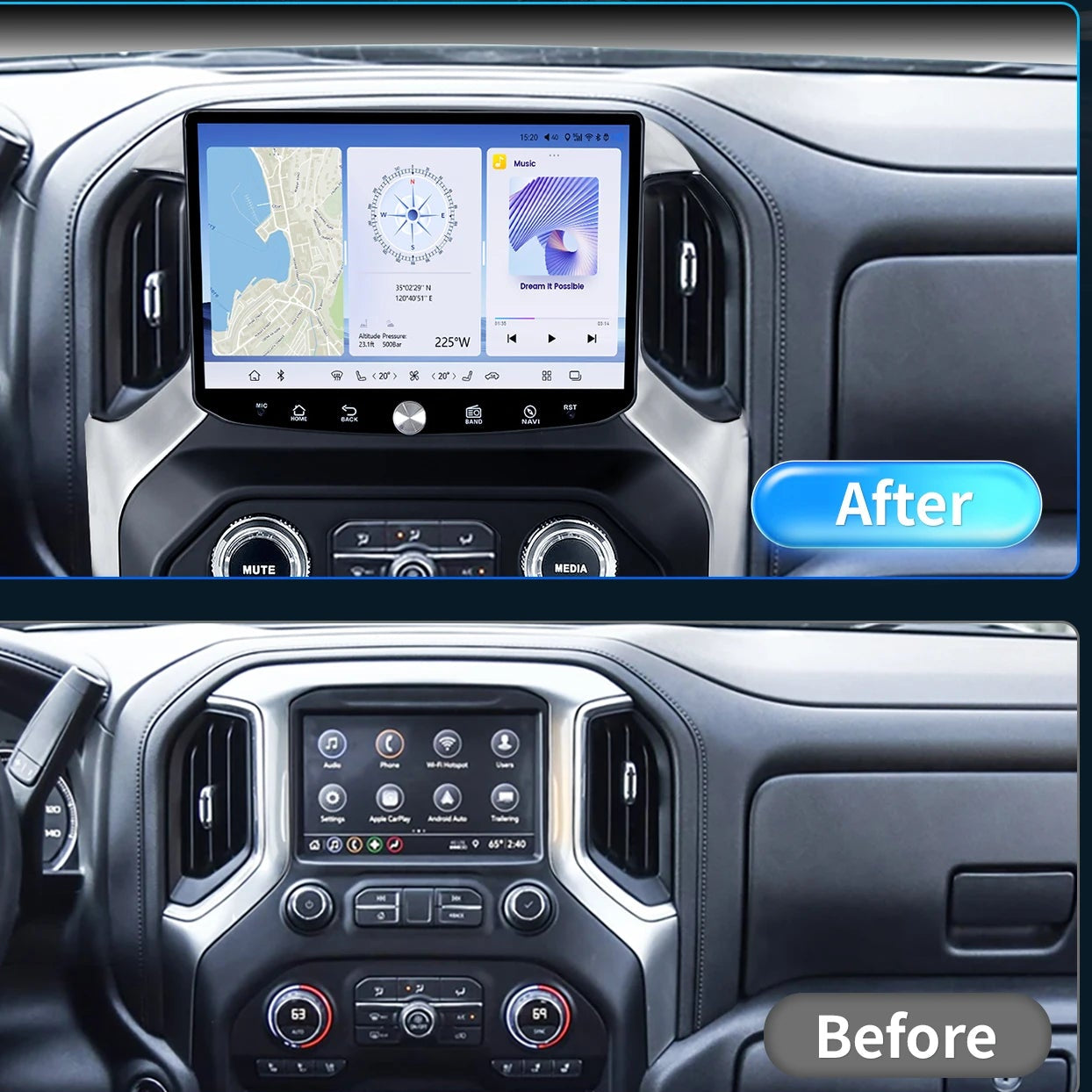11.5" QLED Android 13 Multimedia System for Chevrolet Silverado & GMC Sierra (2019-2021)