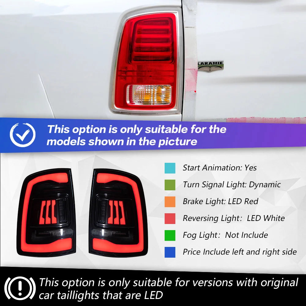 Dodge RAM LED Tail Lights 2009-2018 with Dynamic Turn Signal &amp; Projector Lens