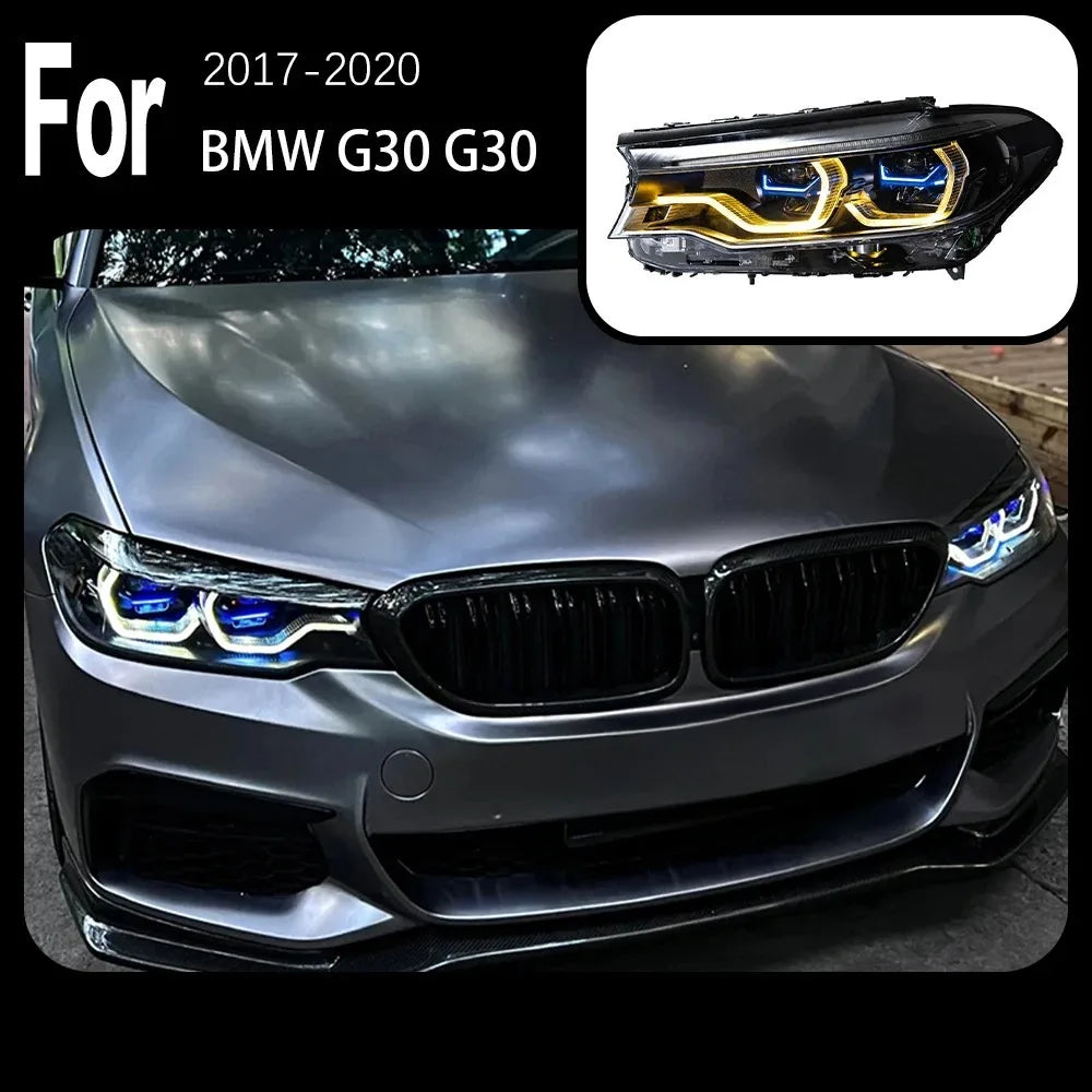 G30 Headlight 5 Series 2018-2020 Dual Color Version Upgrade Lamp Ikon LED Auto DRL Signal Spoon Head Lamp for Bmw