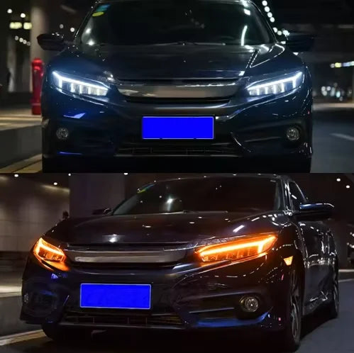 RSJ RGB LED Headlights for Honda Civic 2016-2021 – Dynamic DRL, Start-Up Animation & Sequential Turn Signals
