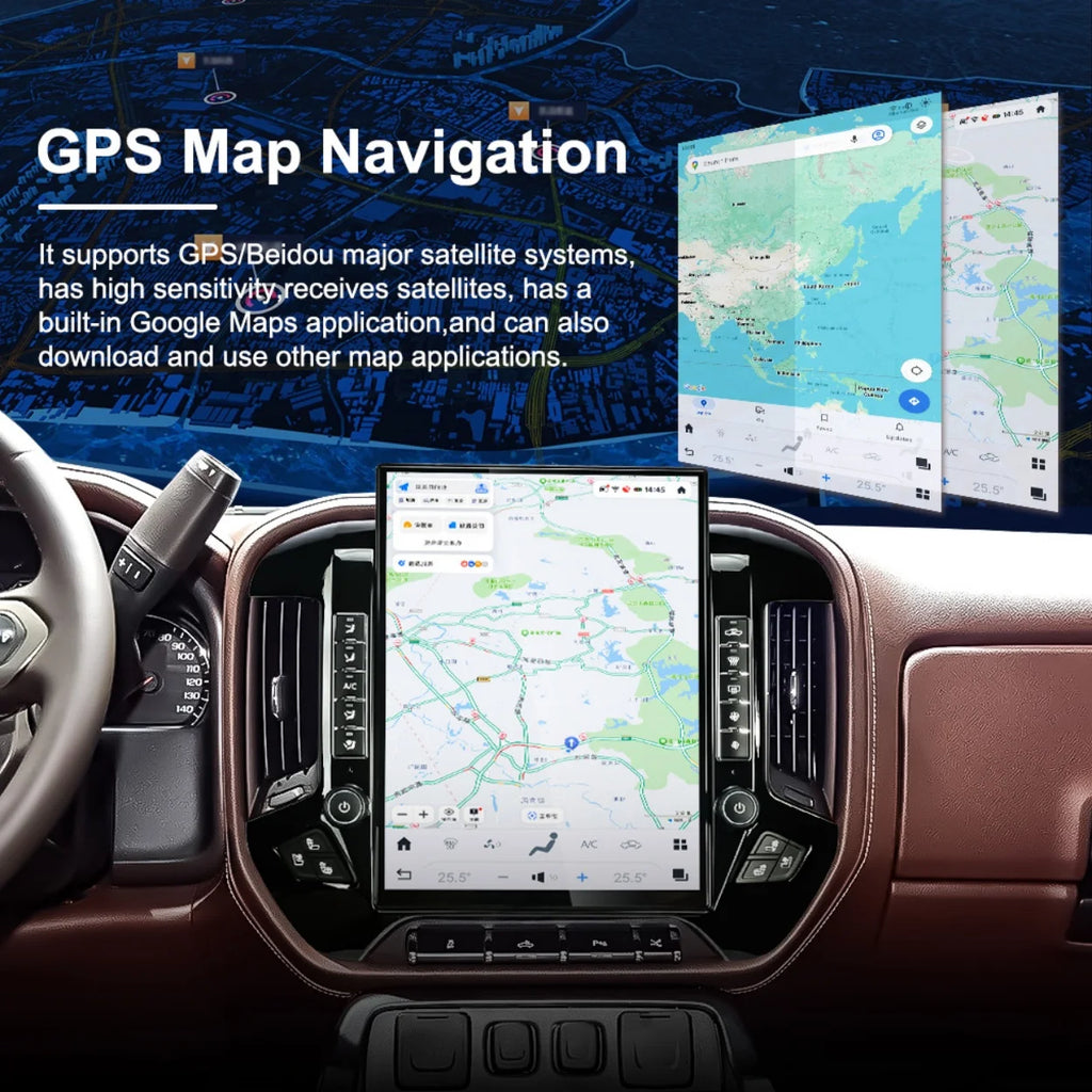 NaviHua Auto Stereo Upgrade GPS Navigation Head Unit Carplay Multimedia Audio Tesla for GMC Sierra Chevrolet Silverado 2014-2019