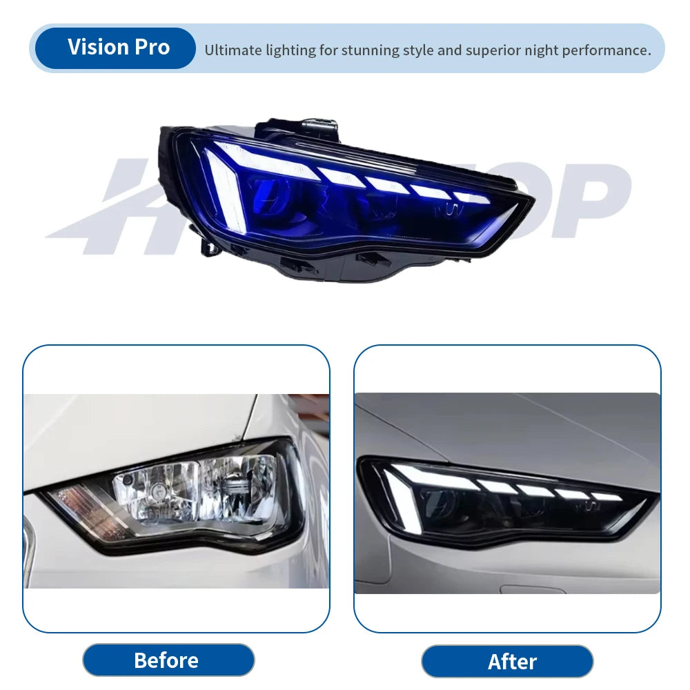 HETOP LED Matrix Headlights for Audi A3 (2013–2016) – Plug &amp; Play Upgrade with DRL &amp; Angel Eye