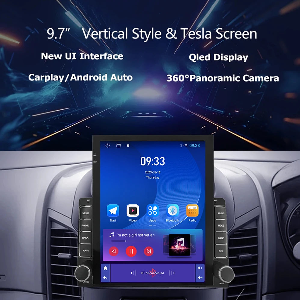 9.7" Tesla Style Android Car Stereo for Ford Ranger 2011-2016 – Wireless CarPlay, Android Auto &amp; GPS Navigation