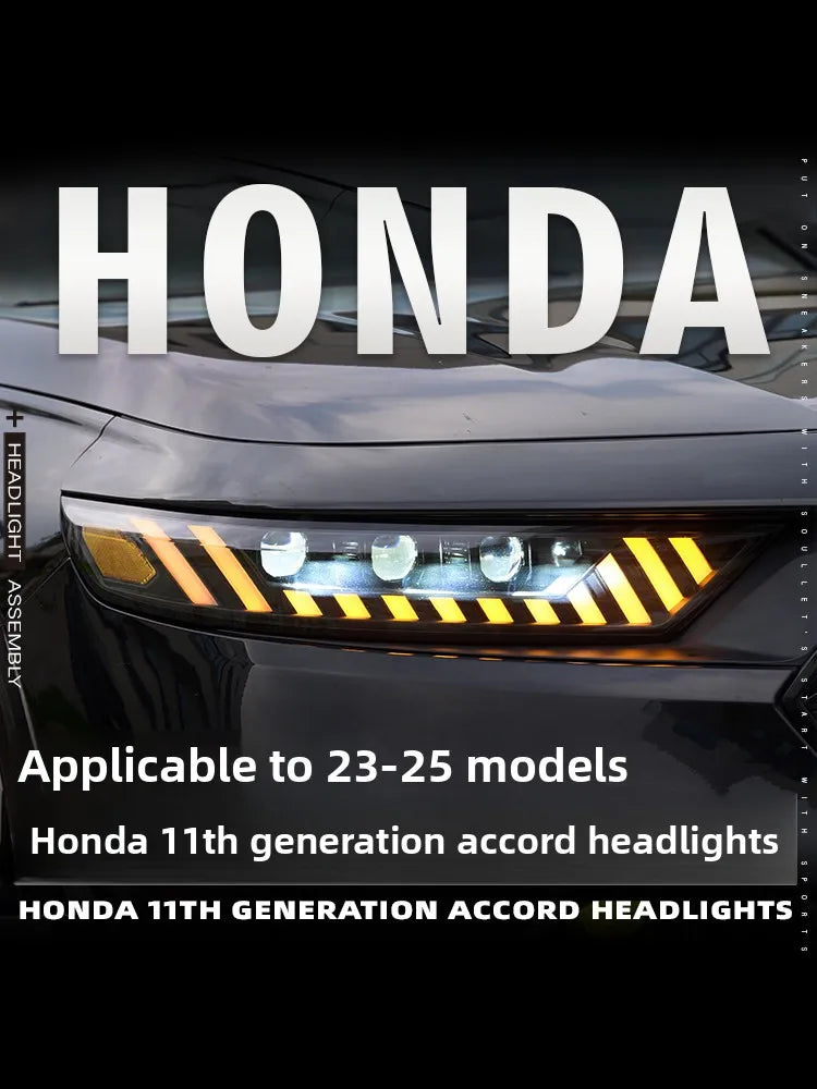 LED Headlights for Honda Accord Inspire 11th Gen 2023-2025 – Audi RS7 Style Bi-LED Headlamp with Dynamic Streamer Lights