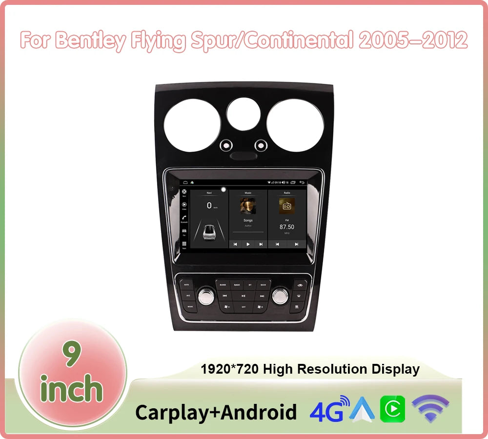 Krando 9" Android 12 Car Radio Navigation System for Bentley Flying Spur (2004–2012) | Wireless CarPlay &amp; GPS