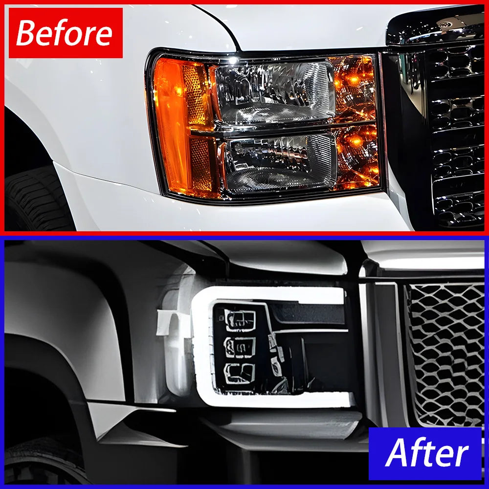 LED Projector Headlights for GMC Sierra 2007-2013 – Plug & Play Upgrade with Start-Up Animation