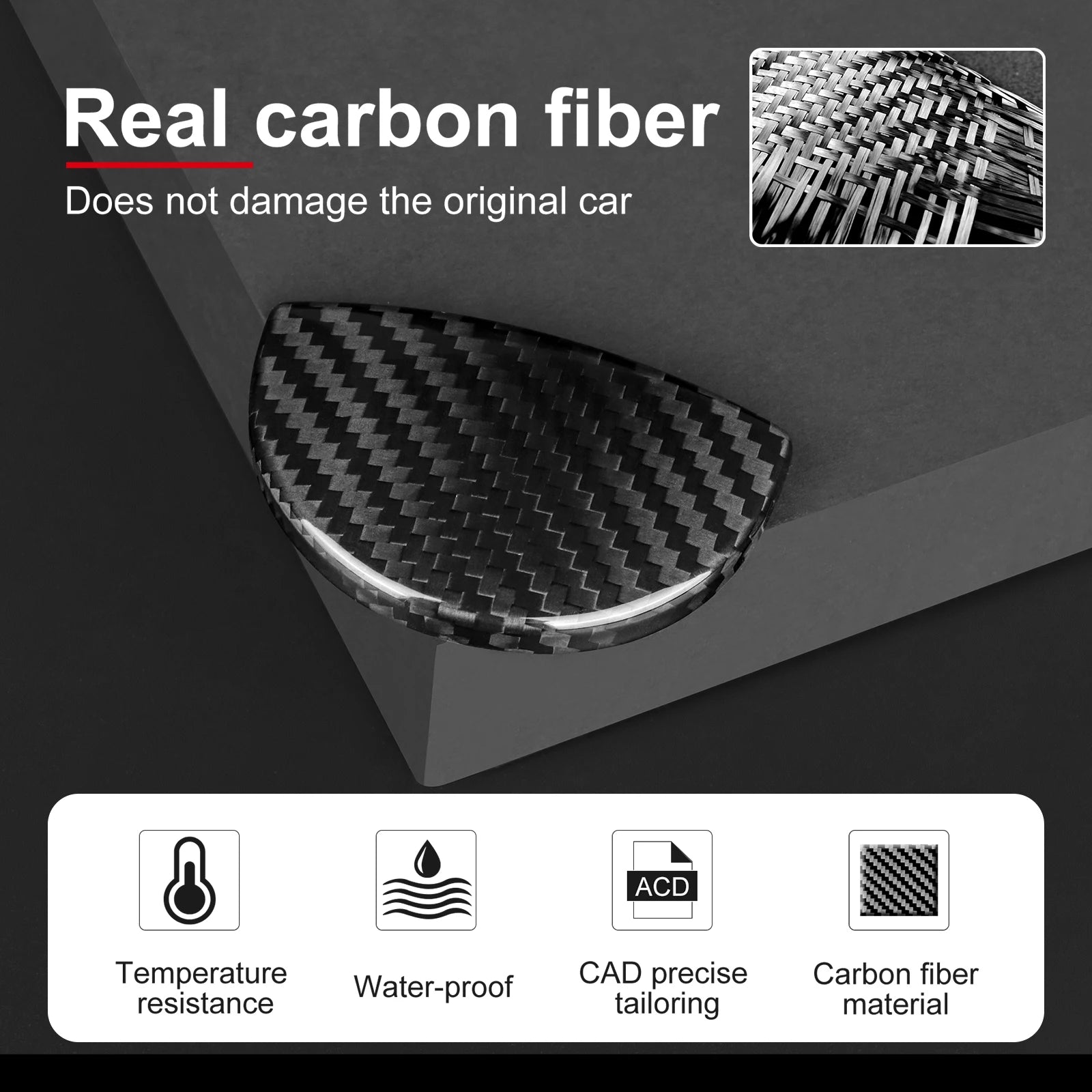 Real Carbon Fiber Glovebox Button Cover for Fiat 500 &amp; Abarth 595 (2011–2023)