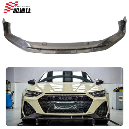 Véritable lèvre avant en fibre de carbone 3K pour Audi RS6 / RS7 – Spoiler de pare-chocs avant performance