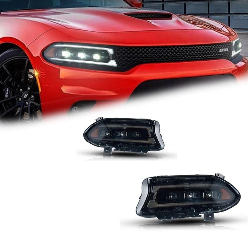 LED Projector Headlights for Dodge Charger 2015-2020 with Daytime Running Lights