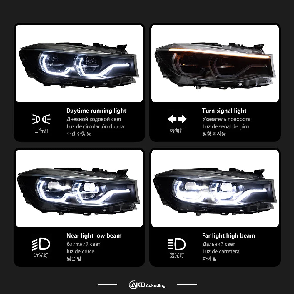 LED Headlight Assembly for BMW 3 Series GT F34 (2013–2019) | Projector Lens Front Headlights
