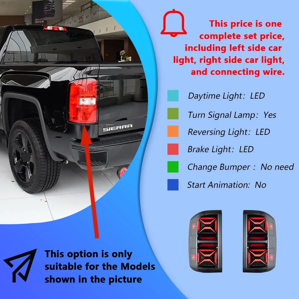 LED Tail Lights for GMC Sierra 2014-2018 – Plug & Play Rear Light Upgrade