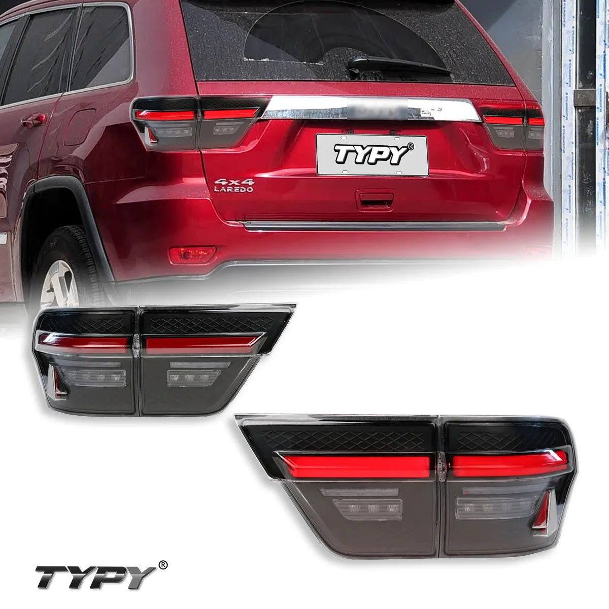TYPY for JEEP Grand Cherokee Taillight Assemblies with LED Rear Lights Running Lights Turn Signals Plug and Play 2011-2013