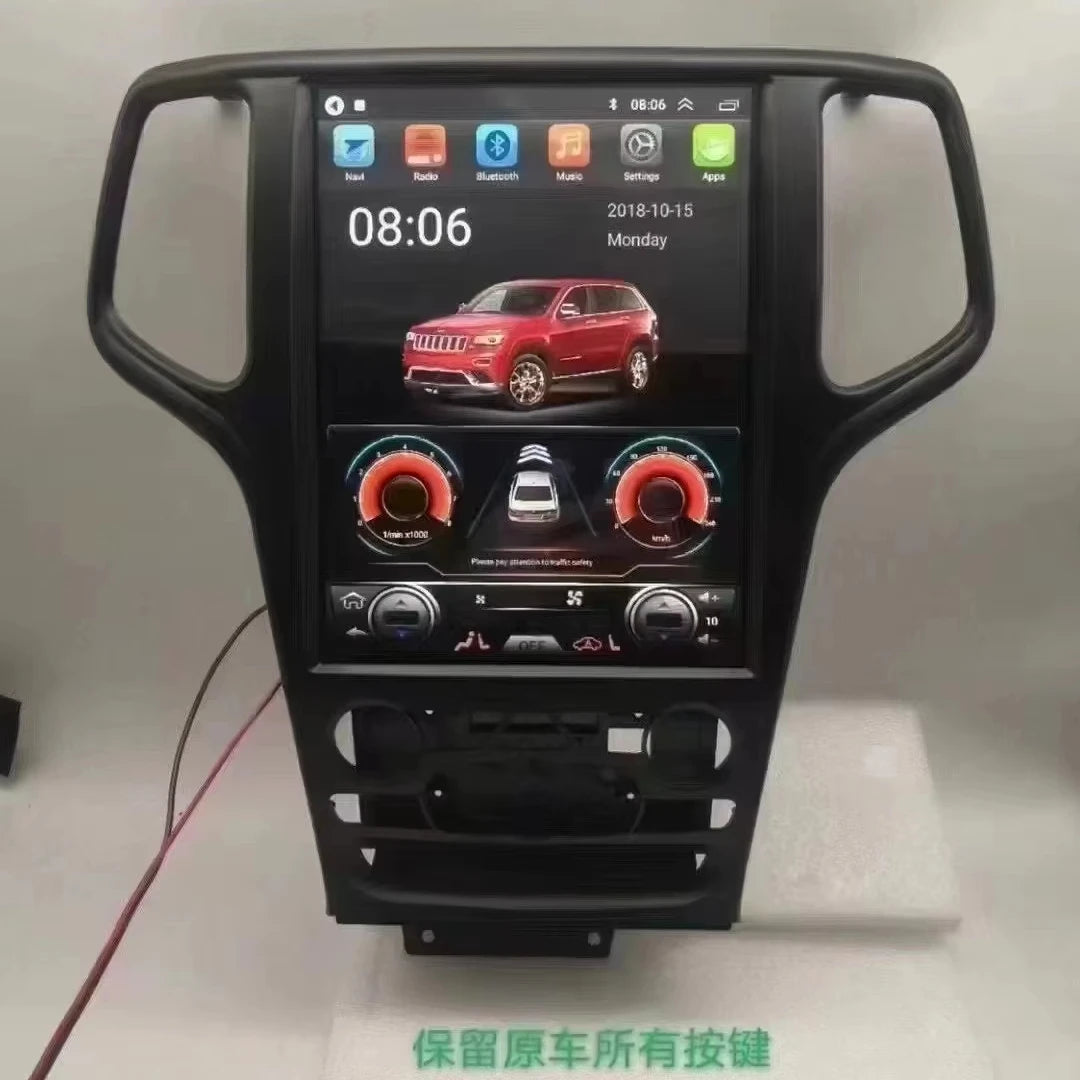 Dashboard Multimedia Player with 12.1 Inch Screen Android System GPS Navigation CarPlay for Jeep Grand Cherokee 2014-2021
