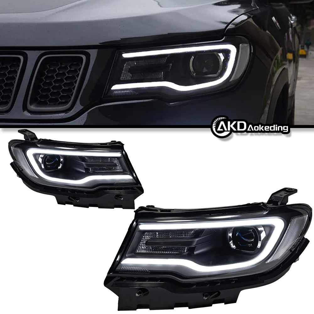 BBA Car Styling Head Lamp for Jeep Compass LED Headlight 2017-2022 High Power Projector Lens Dynamic Signal Drl Auto Parts