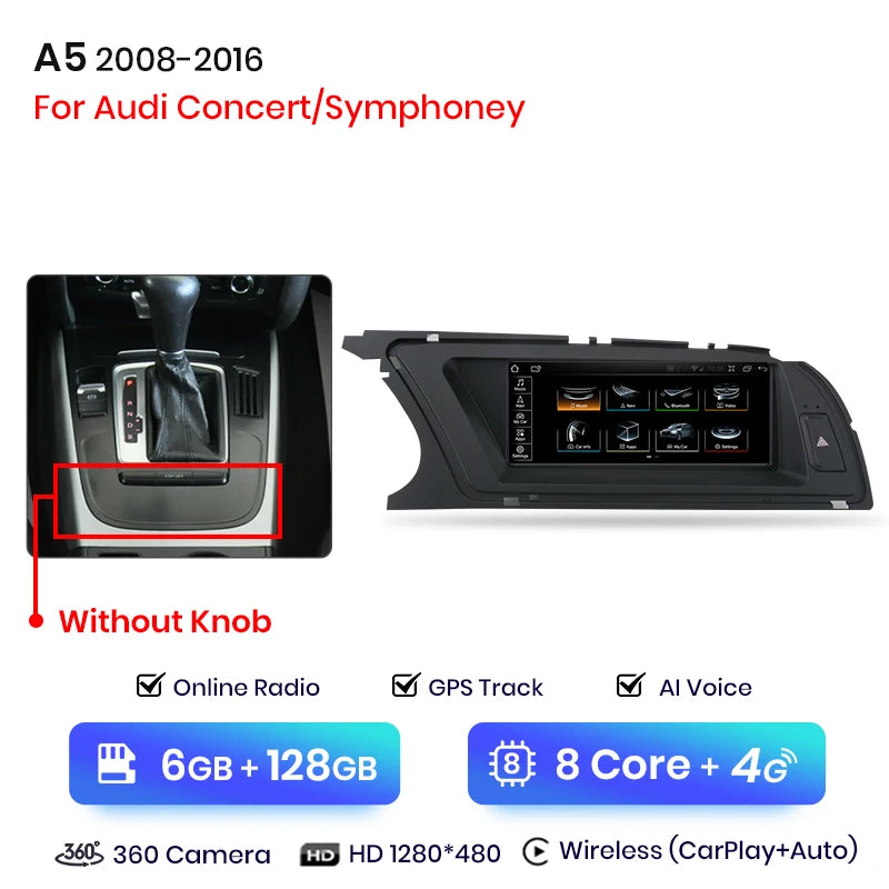 Junsun Android Car Stereo for Audi A5 (2009–2016) – Wireless CarPlay, Android Auto &amp; GPS Navigation