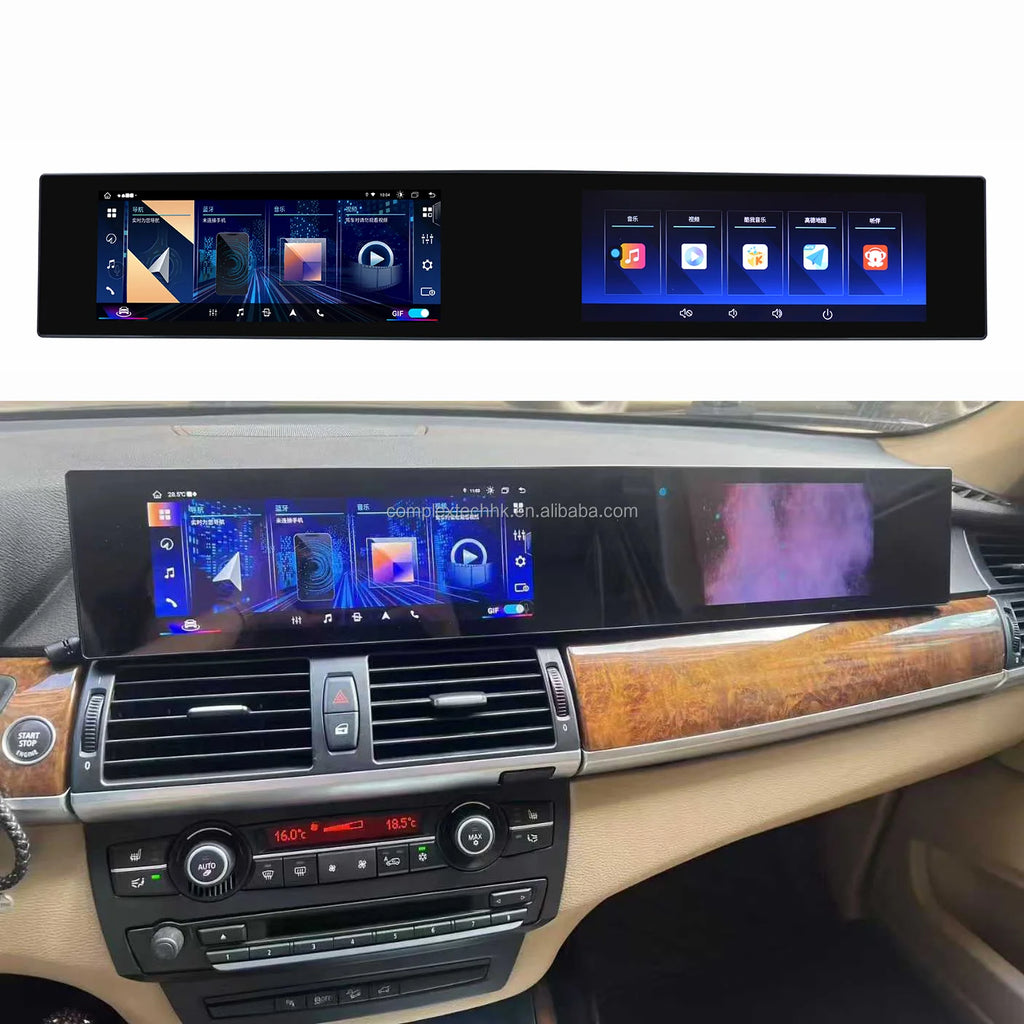 21" Dual Screen Android Car Radio And 12.3"  Carplay Cluster Instrument Dashboard For BMW X5 X6 E70 E71 CIC 2007-2013