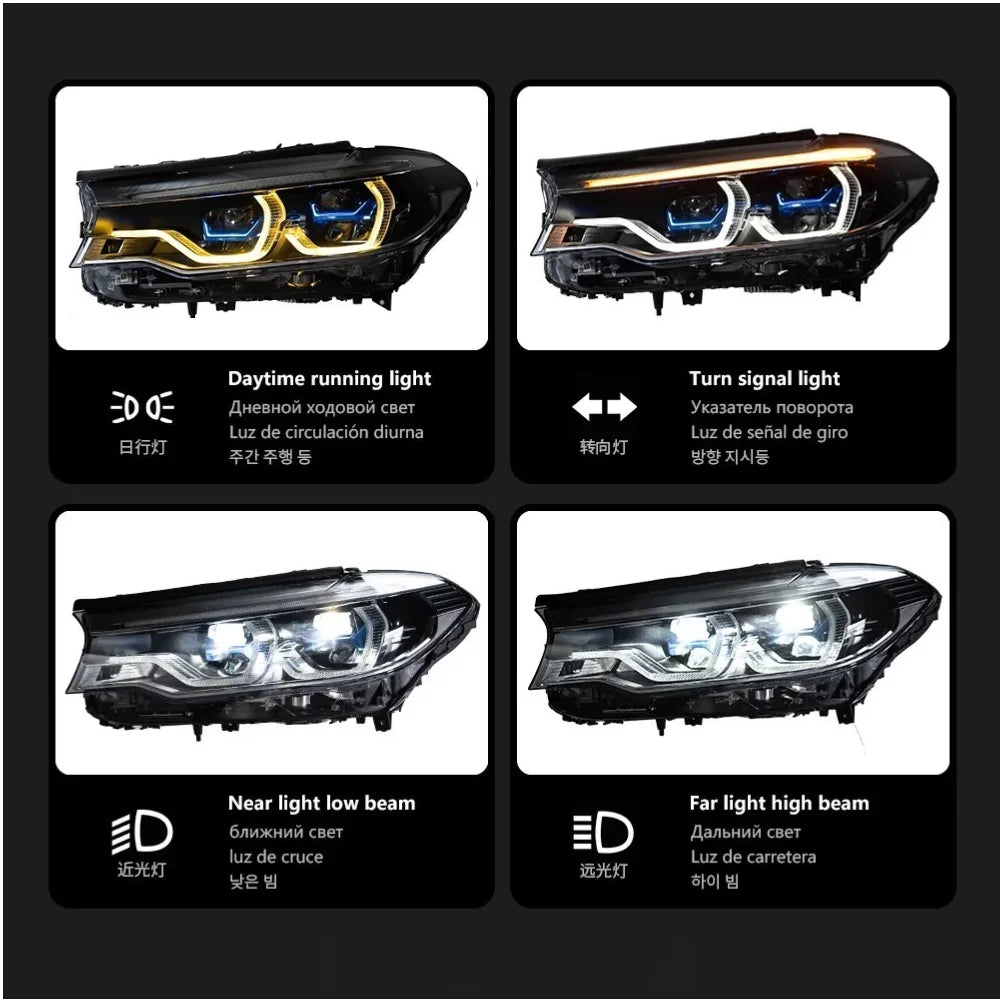 G30 Headlight 5 Series 2018-2020 Dual Color Version Upgrade Lamp Ikon LED Auto DRL Signal Spoon Head Lamp for Bmw