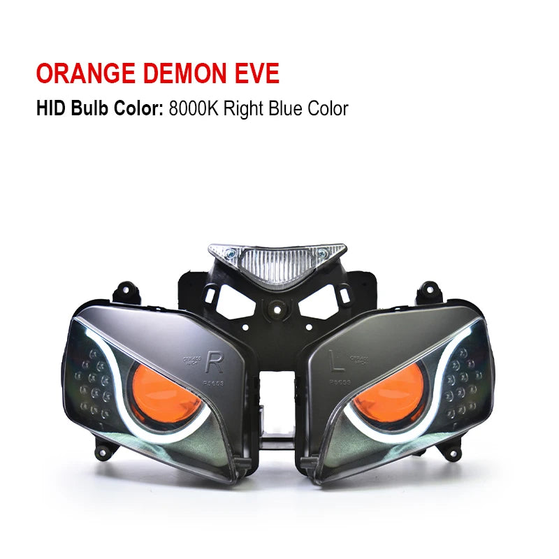 LED Optical Fiber Headlight Assembly for Honda CBR1000RR 2004-2007 – Dual Lens Headlamp with Integrated Turn Signals