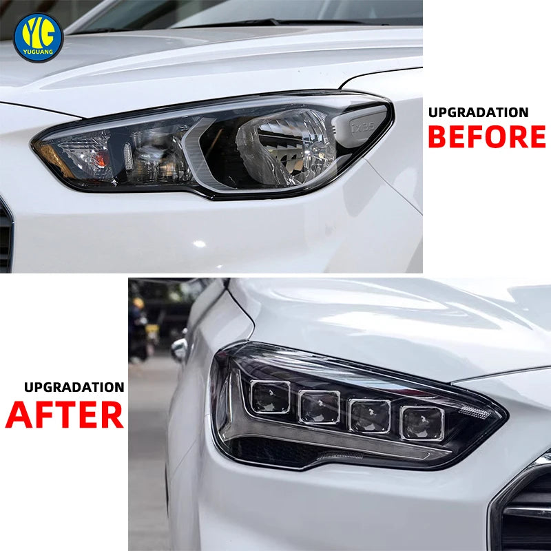 YU GUANG for Hyundai IX35 Tucson 2018 2020 Accessories LED Head Lights Headlights Front Lmap Upgrade 4 Lens Demon LED Headlamps