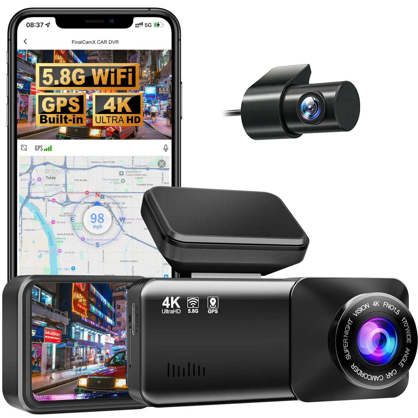 Driving Recorder Night Vision High Definition 4k 5Gwifi Night Vision 4K HD Dash Cam 5G WiFi New Model Car Accessory