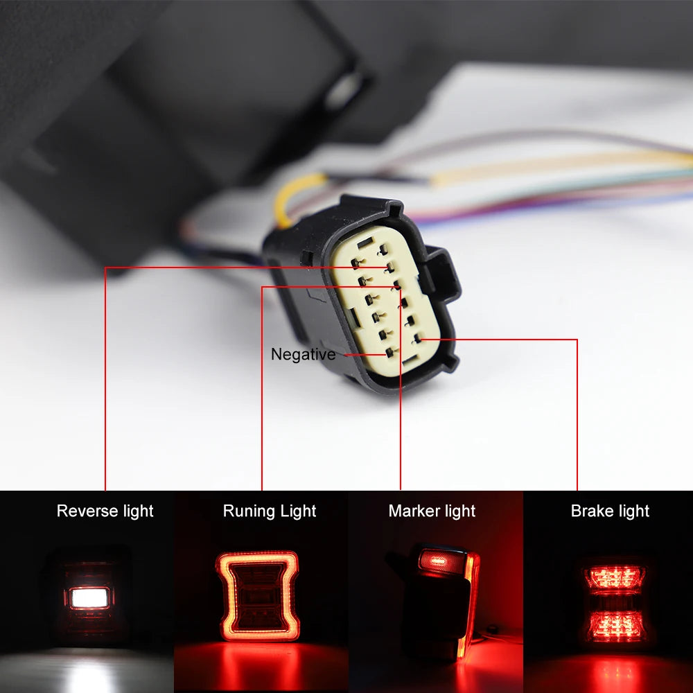 USA 12V Red LED Tail Lights Brake Lamp with Blind Spot Plug New Condition for Jeep Wrangler JL 2018-2024
