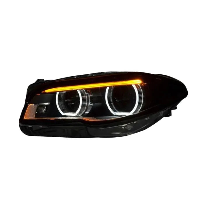Angel Eyes F10 Headlights Assy for BMW 10-17 F10/F18 Headlights Upgraded to 5 Series Angel Eyes LED Daily Running Lights