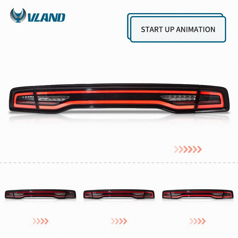 VLAND LED Tail Lights for Dodge Charger 2011-2014 with Sequential Turn Signals & Startup Animation