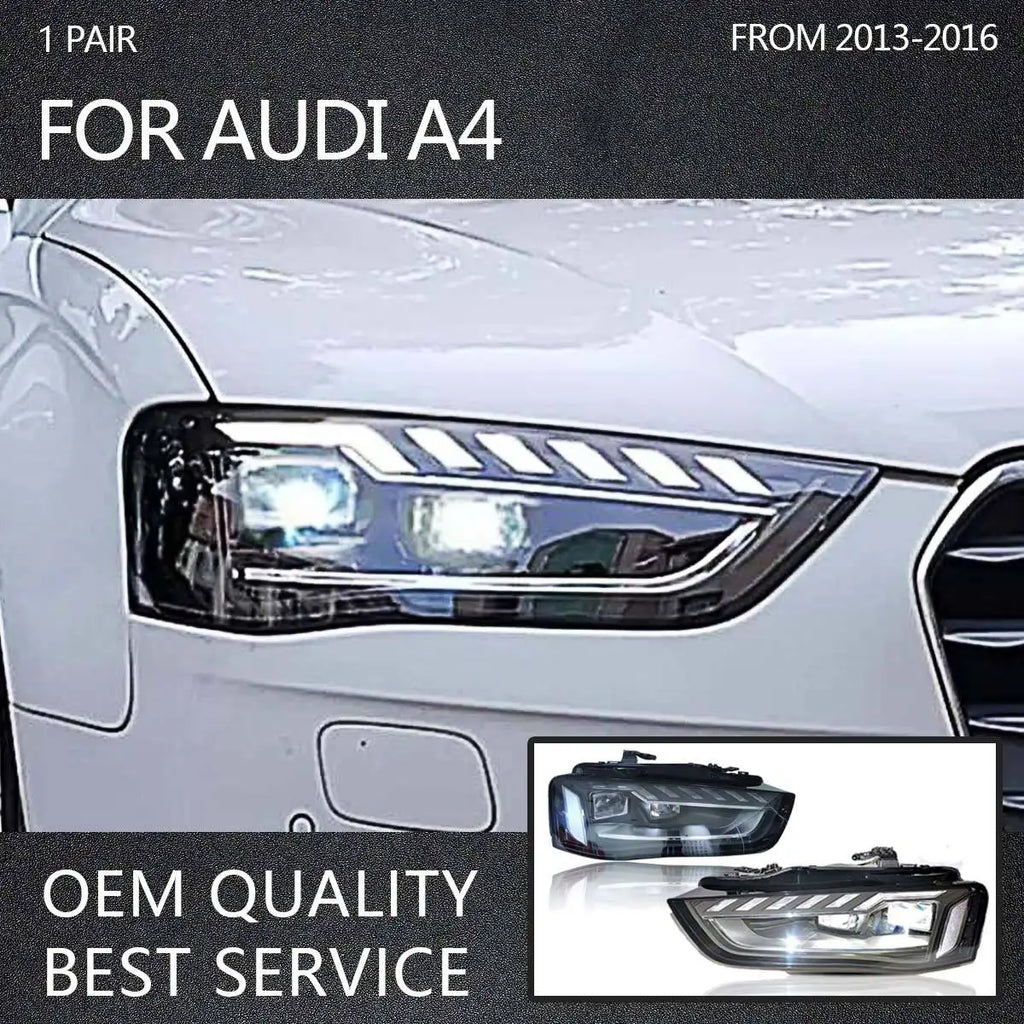 LED Headlights for Audi A4 B8 (2013–2016) – Projector Lens Headlamp with DRL &amp; Turn Signals