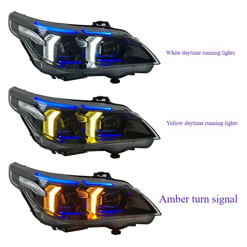 JY High Quality 12V Car Headlight Modification for 5 Series E60 2005-2010 Yellow-White DRL Color Switchable