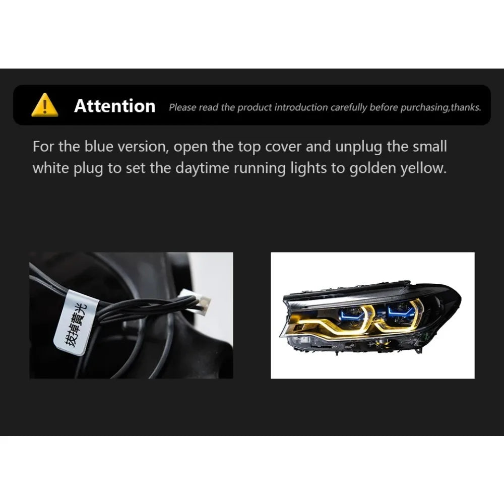 G30 Headlight 5 Series 2018-2020 Dual Color Version Upgrade Lamp Ikon LED Auto DRL Signal Spoon Head Lamp for Bmw