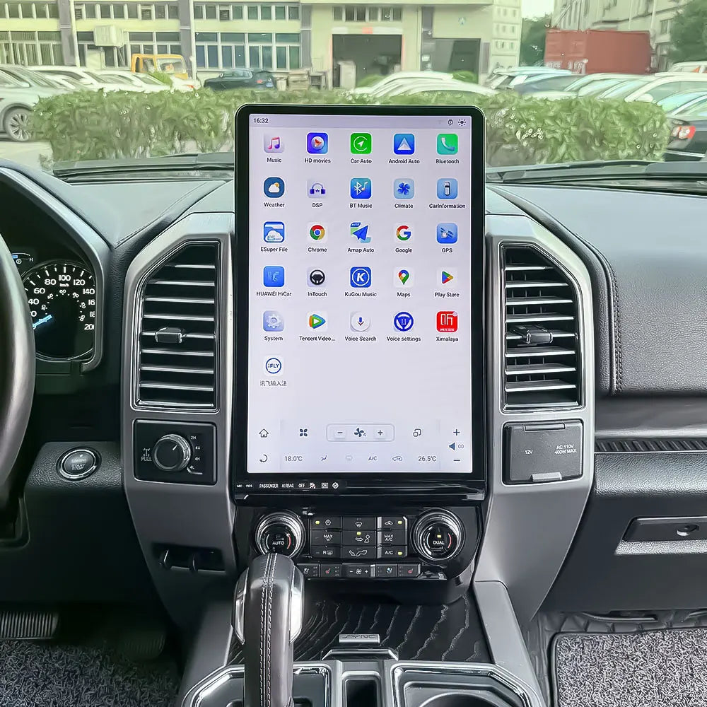 16.8-Inch Tesla Style Android Head Unit for Ford F-150 2015-2020 – Wireless CarPlay & Android Auto