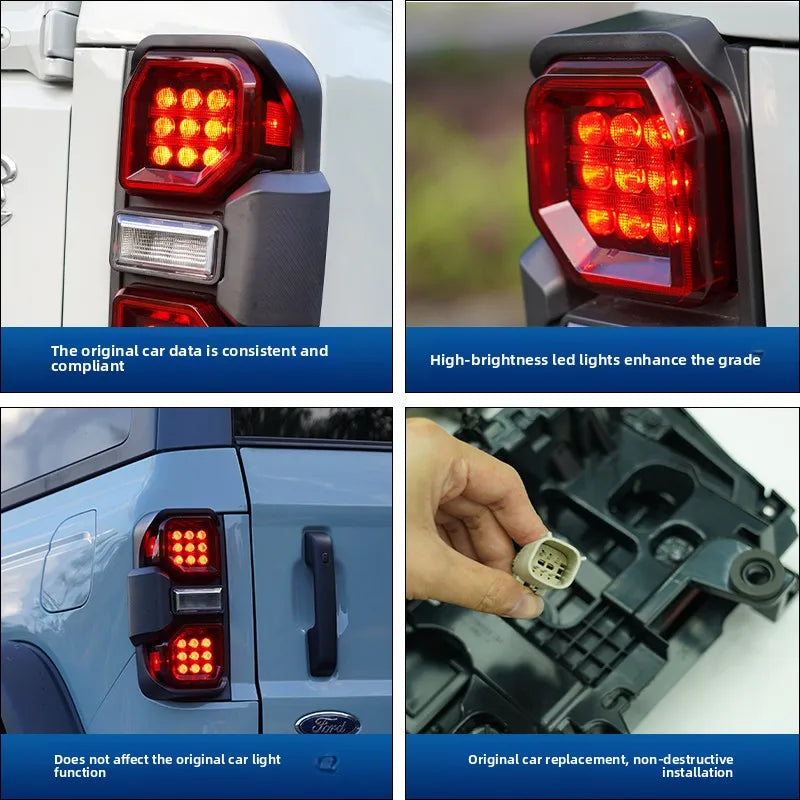 LED Dynamic Rear Tail Light Assembly for Ford Bronco 2021-2025 – Dynamic Brake Lights Upgrade