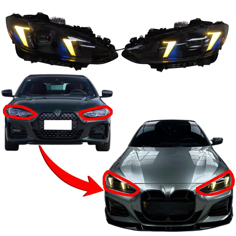 Hot-selling Headlights: LED Headlight Upgrade for BMW M3 and M4 (G81, G82, G22, G23, G26) with Fangs Laser Dual-Beam