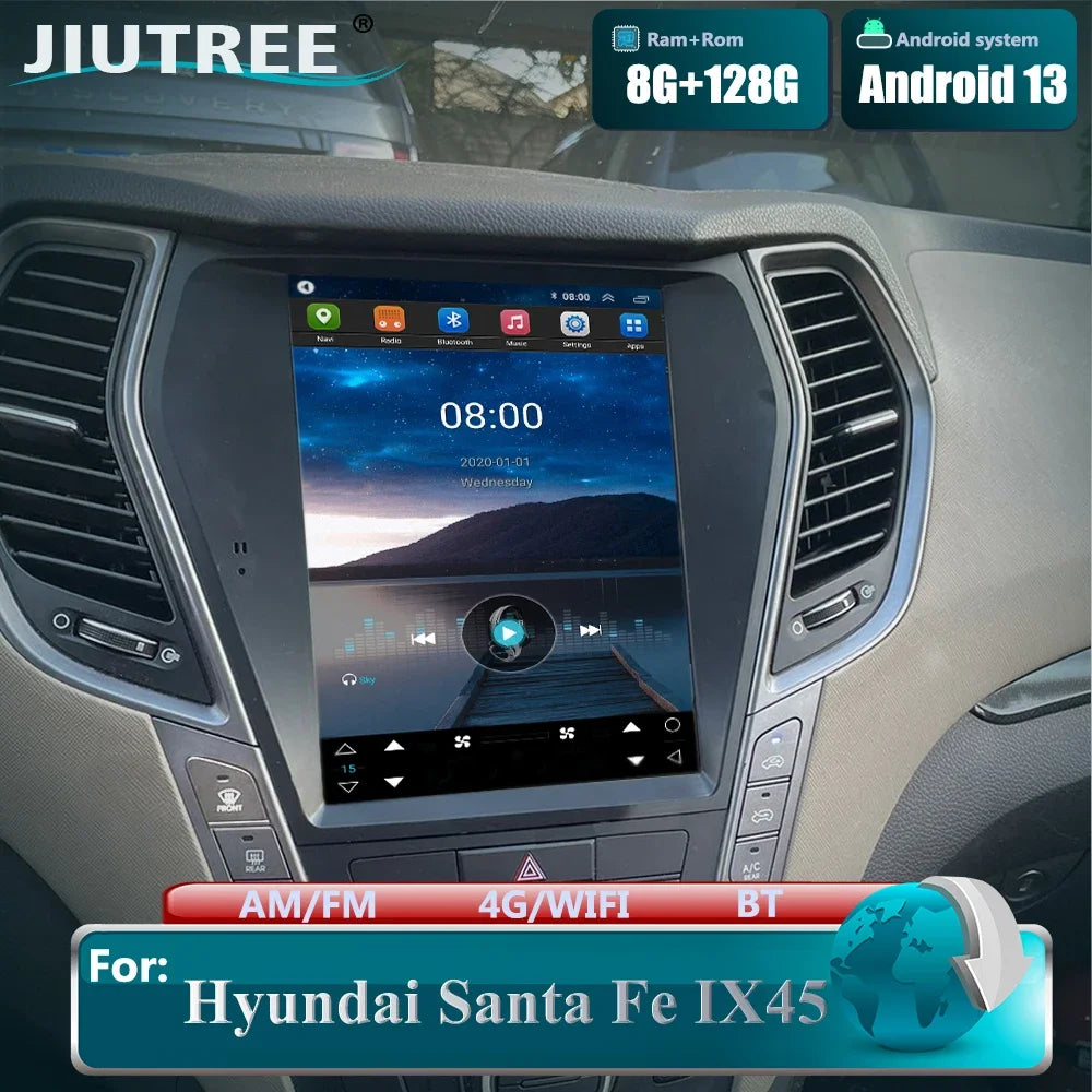 Android 13 Tesla Style Car Stereo for Hyundai Santa Fe IX45 2013-2017 – GPS Navigation, Wireless CarPlay & Multimedia System