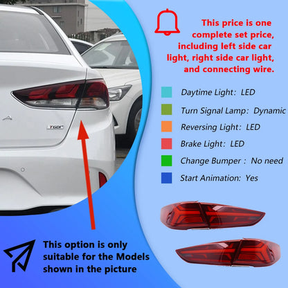 LED Tail Lights for Hyundai Sonata 2018-2019 – Dynamic Sequential Signal & Start-Up Animation Rear Lamp Upgrade