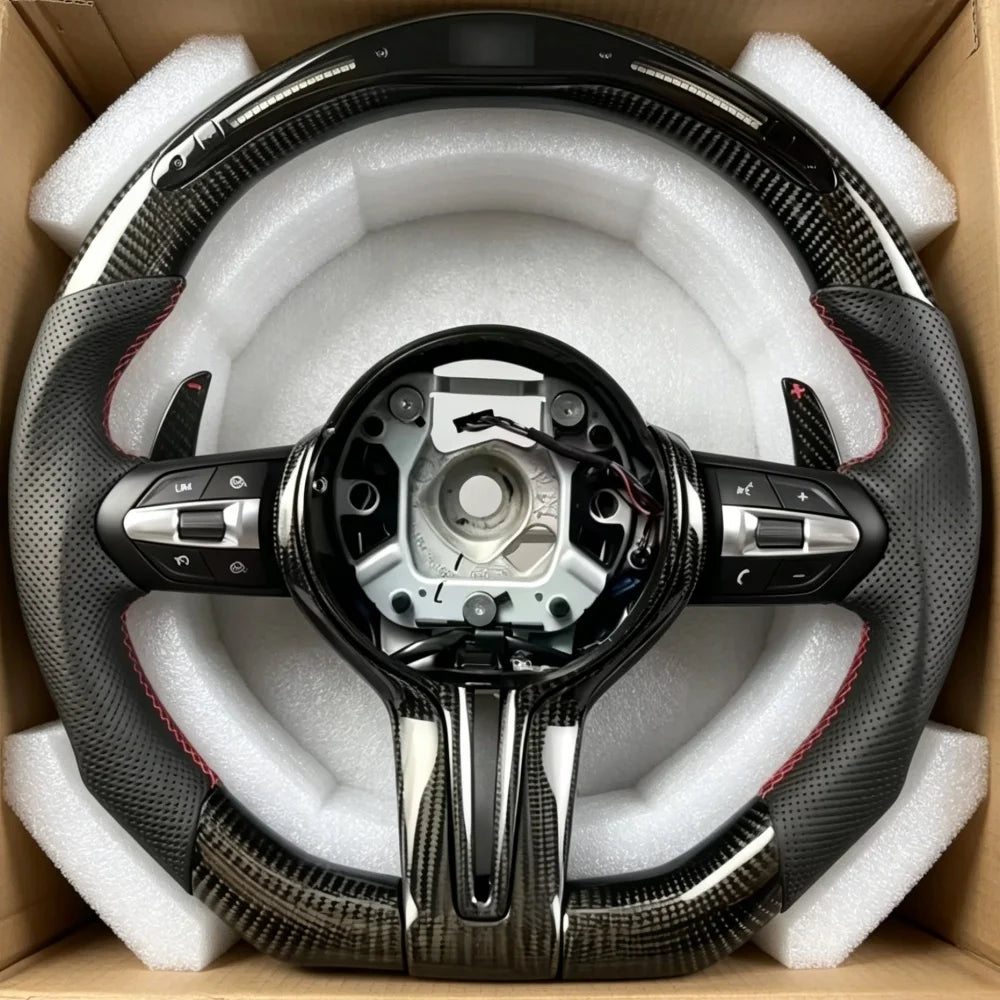 For BMW E92 E90 E70 E71 F10 F20 F30 F22 F45 F06 F12 F13 F02 M3 M5 F40 Hot Performance LED Leather Carbon Fiber Steering Wheel