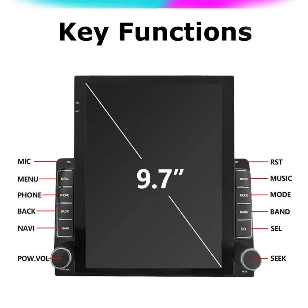 9.7" Tesla Style Android Car Stereo for Ford Ranger 2011-2016 – Wireless CarPlay, Android Auto &amp; GPS Navigation
