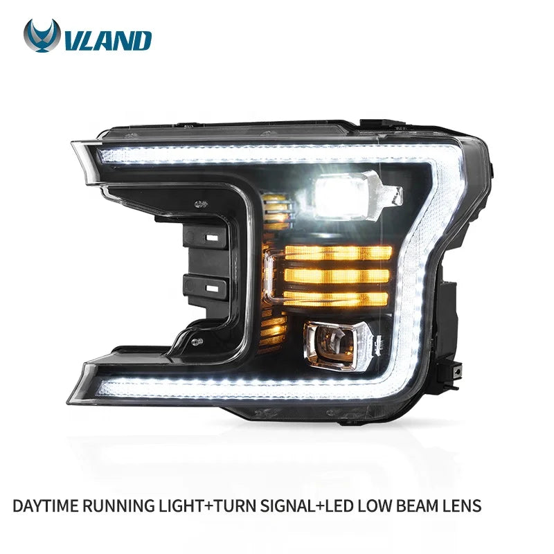 VLAND Full LED Headlights for Ford F-150 2018-2020 – Sequential Turn Signals & LED DRL