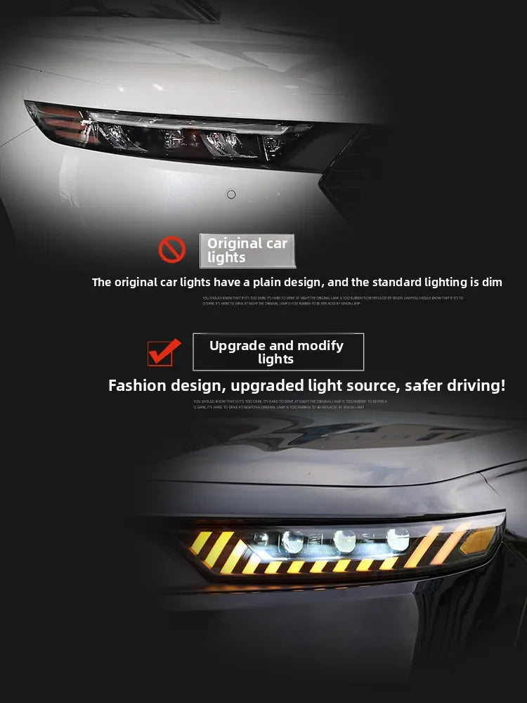 LED Headlights for Honda Accord Inspire 11th Gen 2023-2025 – Audi RS7 Style Bi-LED Headlamp with Dynamic Streamer Lights