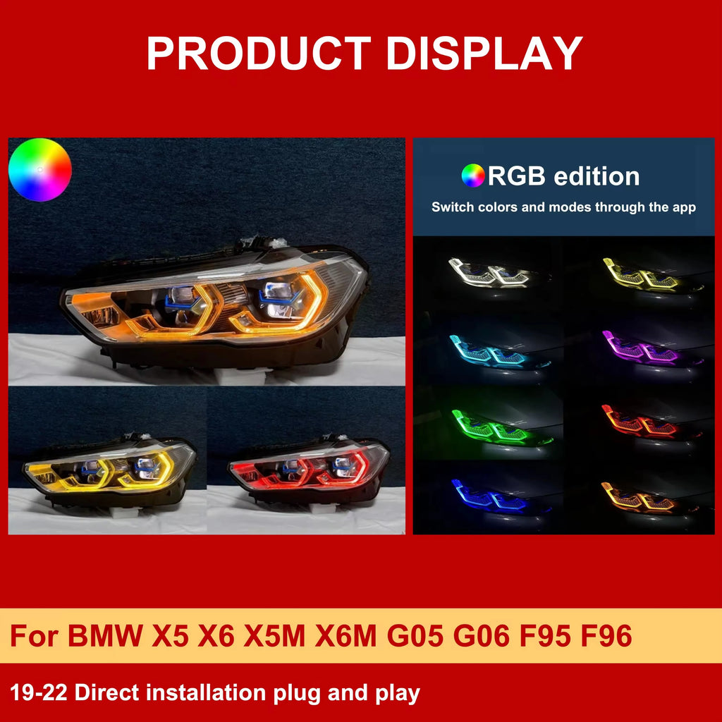 PLD Drl Rgb Colour Control by Phone Headlight for BMW X5 X6 X5M X6M G05 G06 F95 F96 2019-2022 Car LED Headlights