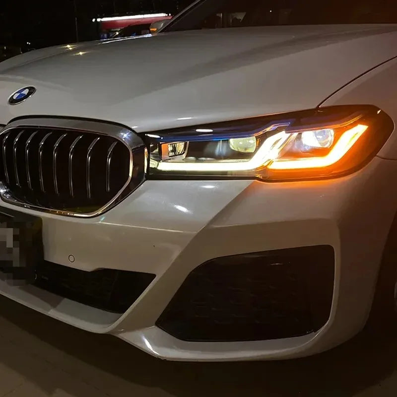 G30 Headlight G38 Upgrade M5 for BMW 5 Series 2018-2020 525 530 to M5 Thunder Head Lamp DRL Dual Blue Eyebrow LED Plug and Play