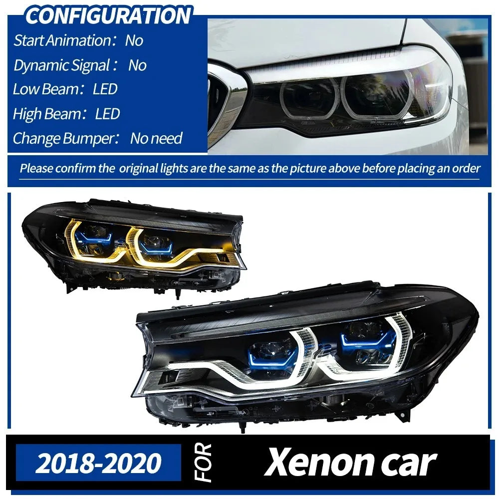G30 Headlight 5 Series 2018-2020 Dual Color Version Upgrade Lamp Ikon LED Auto DRL Signal Spoon Head Lamp for Bmw