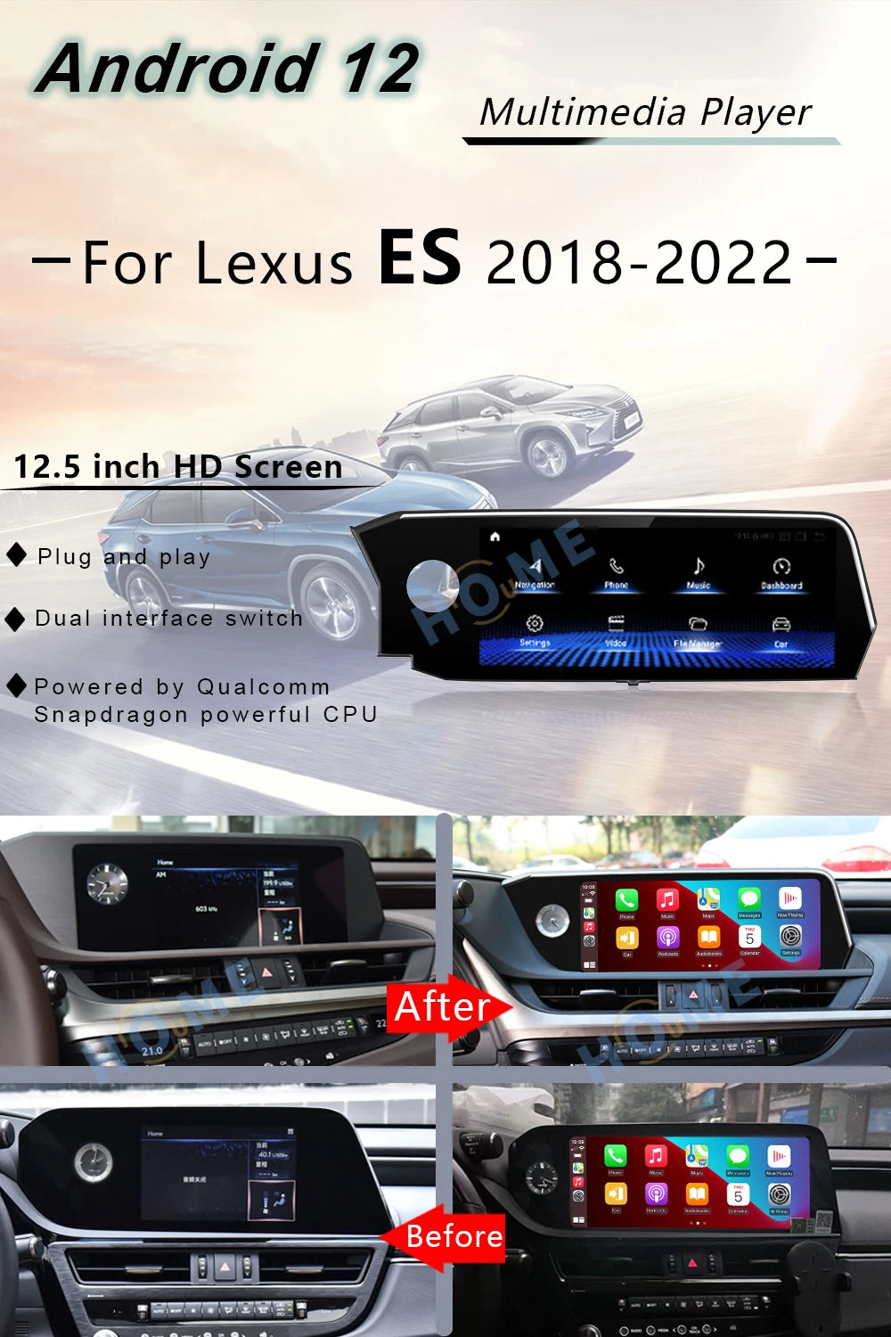 Hioume 12.5 inch Android radio for Lexus ES – image 4