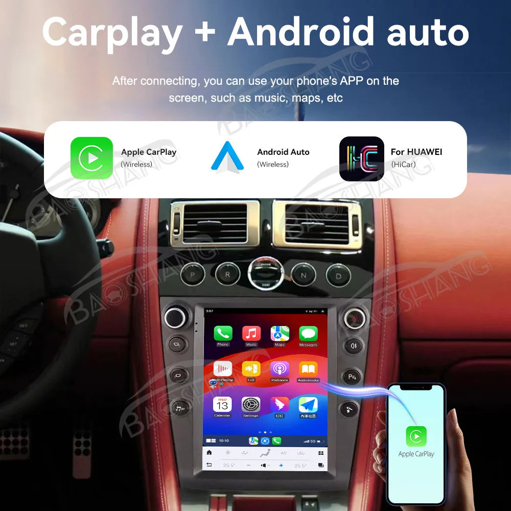 10.4" Android 14 Multimedia Navigation System with Wireless CarPlay for Aston Martin (2005-2015)