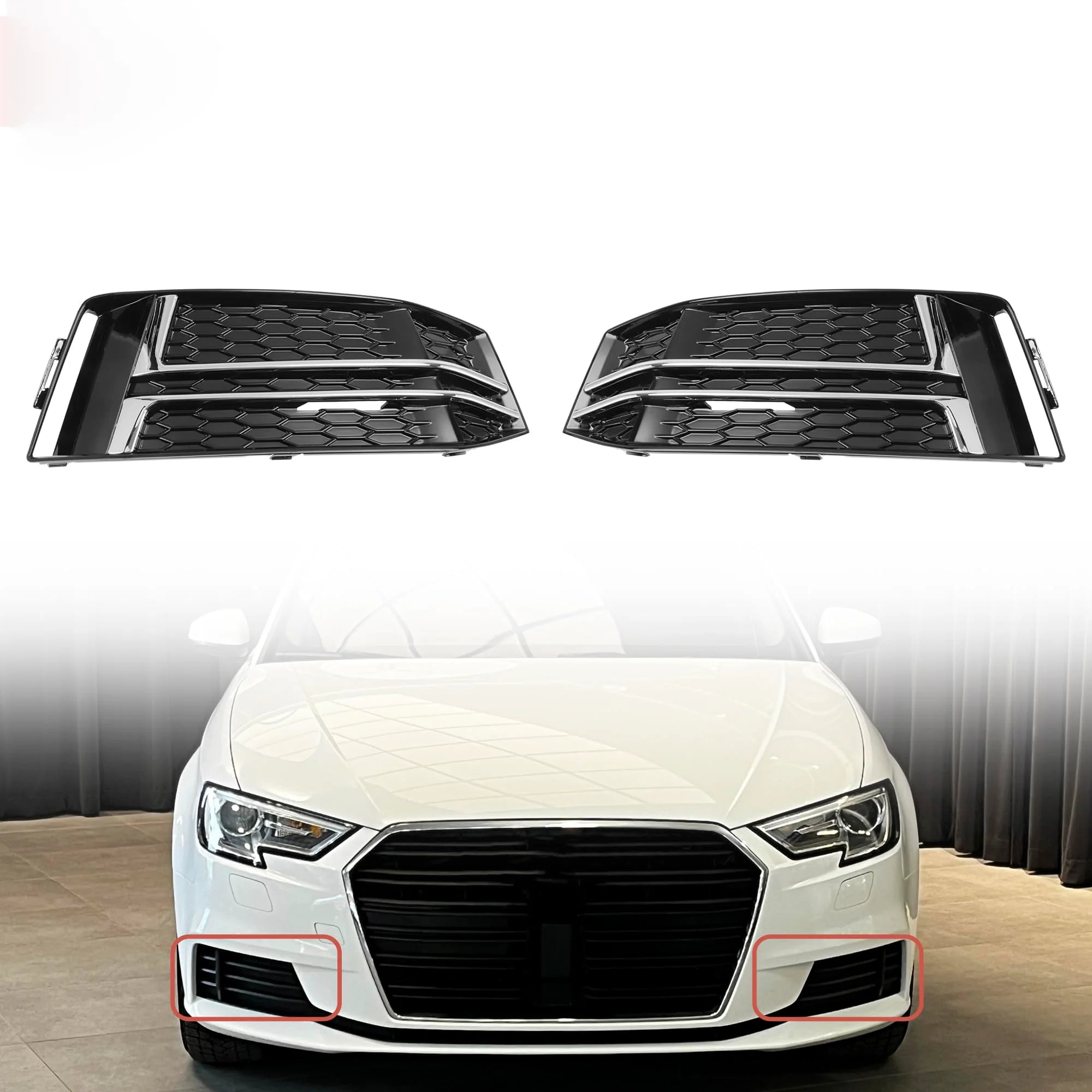 S-Line Style Fog Light Frame &amp; Fog Lamp Cover for Audi A4 B9 (2017-2019)