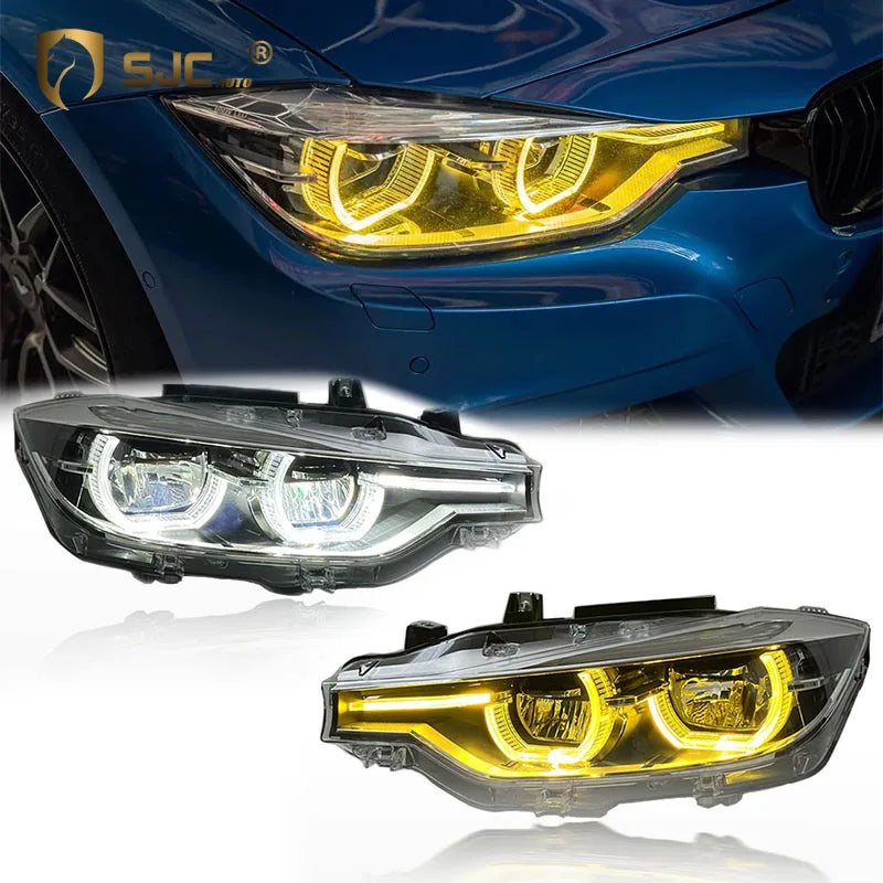 SJC V2 Ikon LED Headlights for BMW 3 Series F30 and F35 (2013–2018) | White &amp; Yellow DRL