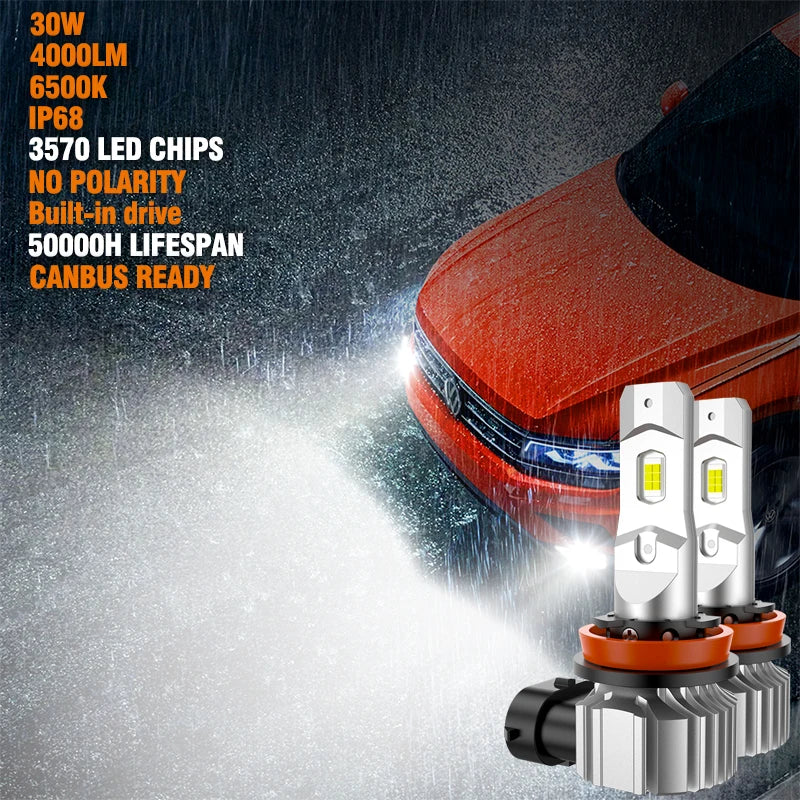 30W LED Fog Light Bulbs 6000K–6500K – High-Performance Replacement Fog Lamps